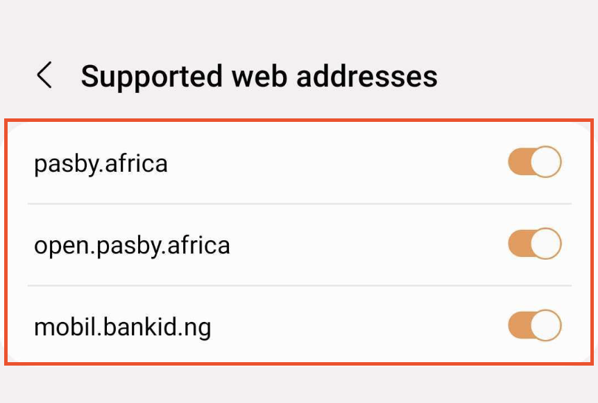 Enable supported links at pasby app info